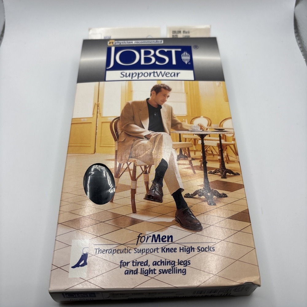 Men's Jobst SupportWear Knee High Mild Compression Sock 8-15 mmHg Black Large